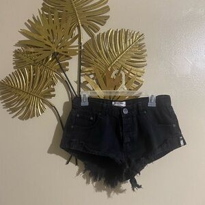 One Teaspoon Black Frayed Jean Shorts